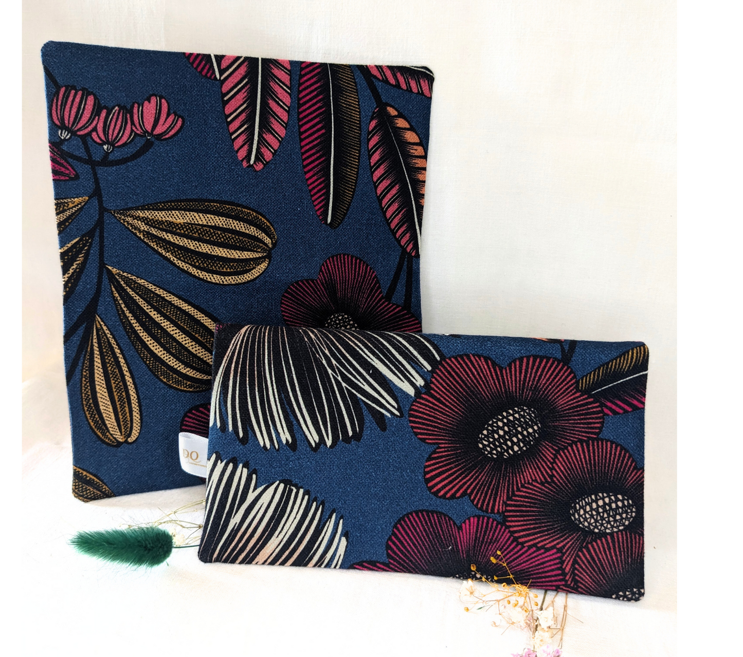 Porte-chéquier bleu fleuri