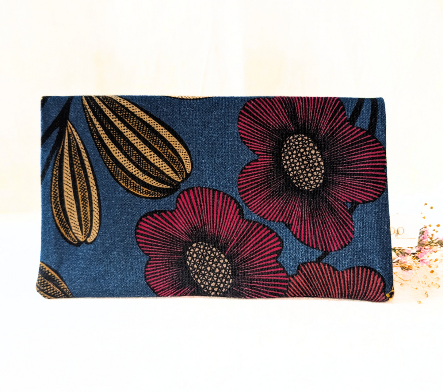 Porte-chéquier bleu fleuri