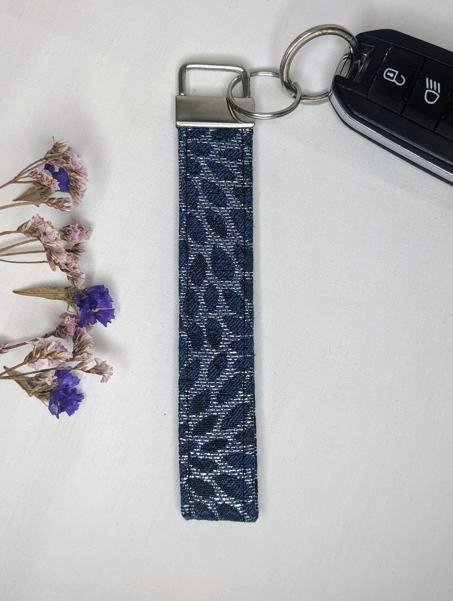 Porte-clés dragonne - Bleu/argent