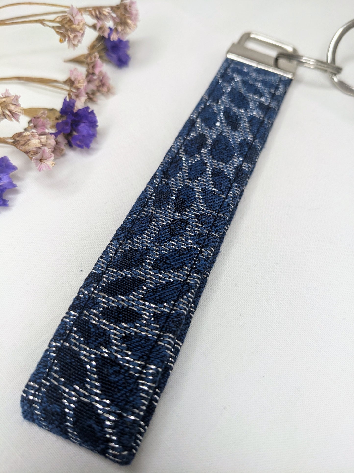 Porte-clés dragonne - Bleu/argent