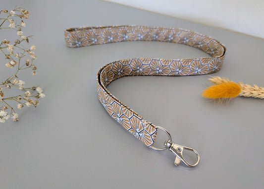 Tour de cou - Porte-clés/Porte badge - Modèle Prisma Doré