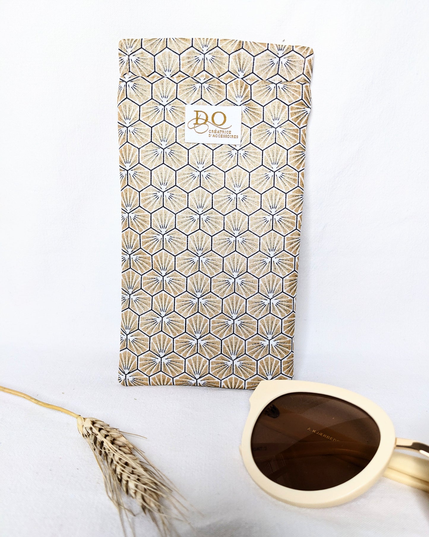 Coffret cadeaux losanges dorés : Etui à lunettes + porte clés