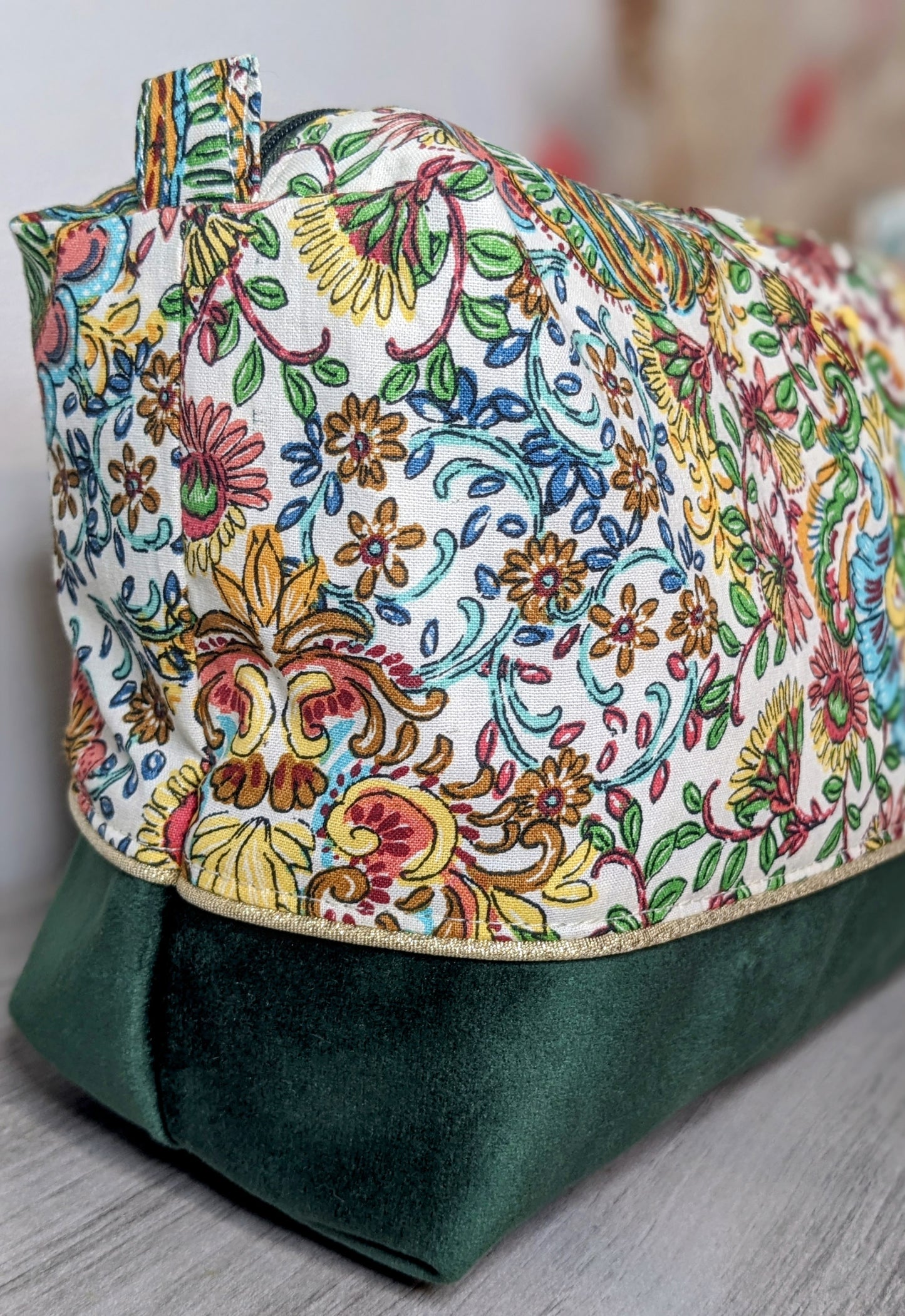 Trousse de toilette Flower/ velours vert