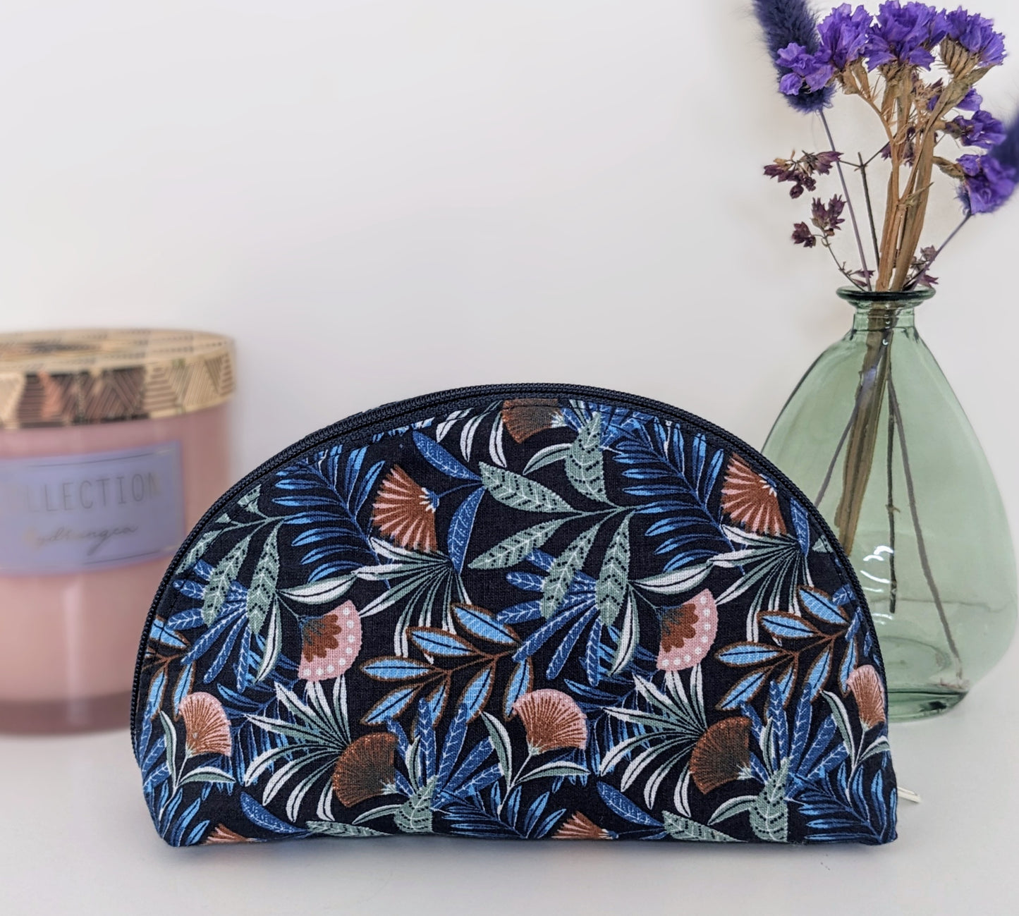 Trousse Demi-lune Bleu Floral