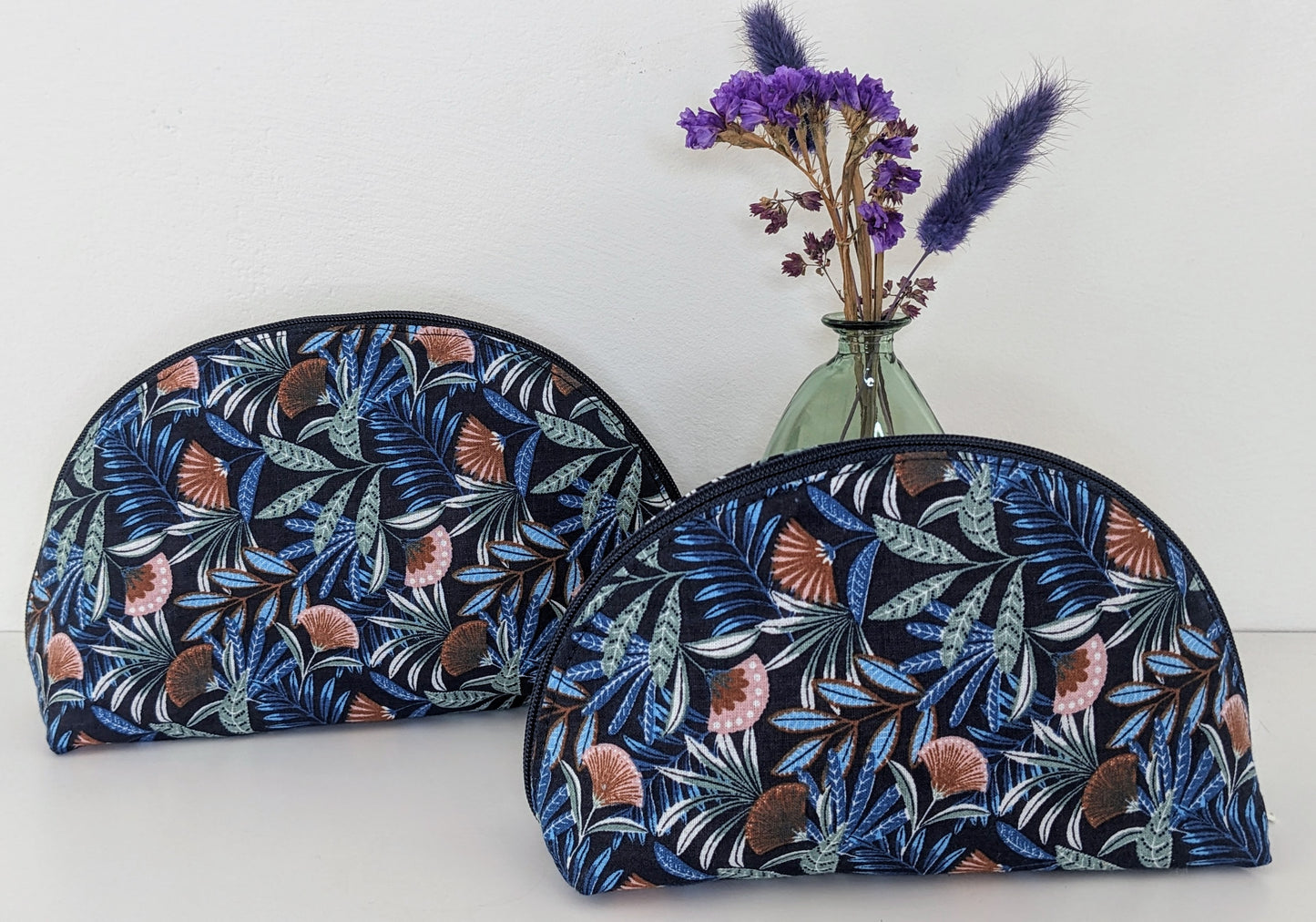 Trousse Demi-lune Bleu Floral