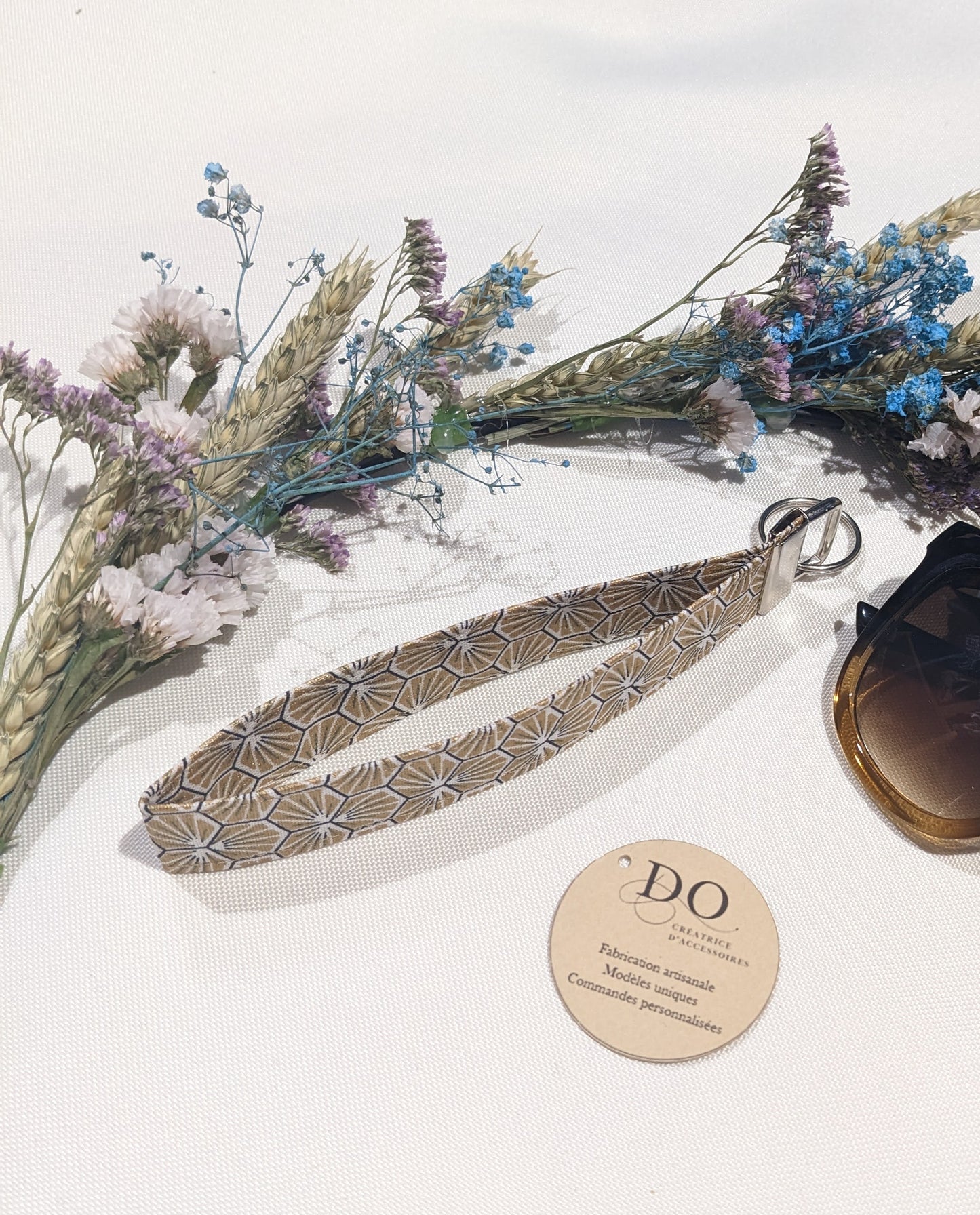 Coffret cadeaux losanges dorés : Etui à lunettes + porte clés