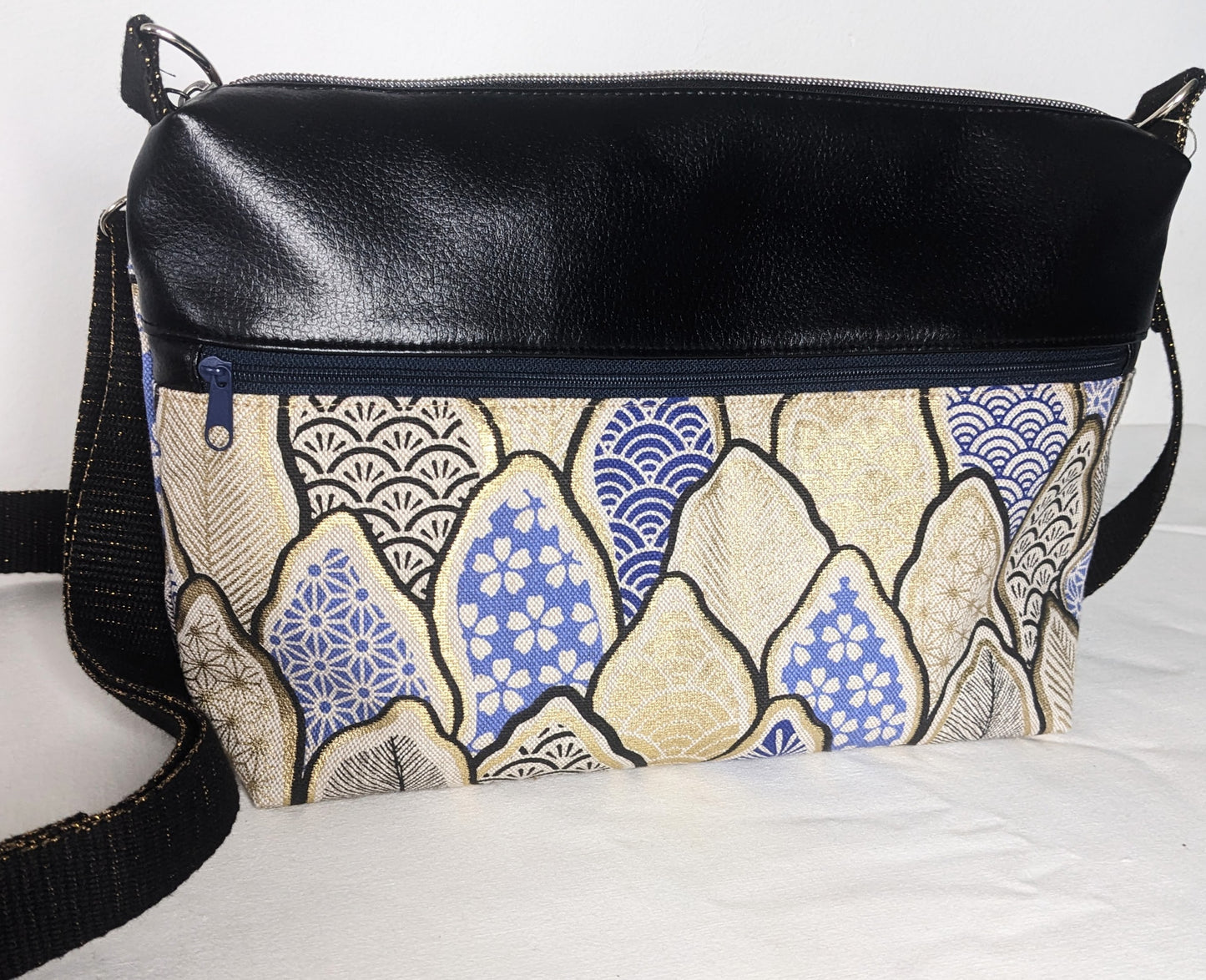 SAC ZIP-ZIP format moyen feuilles bleues