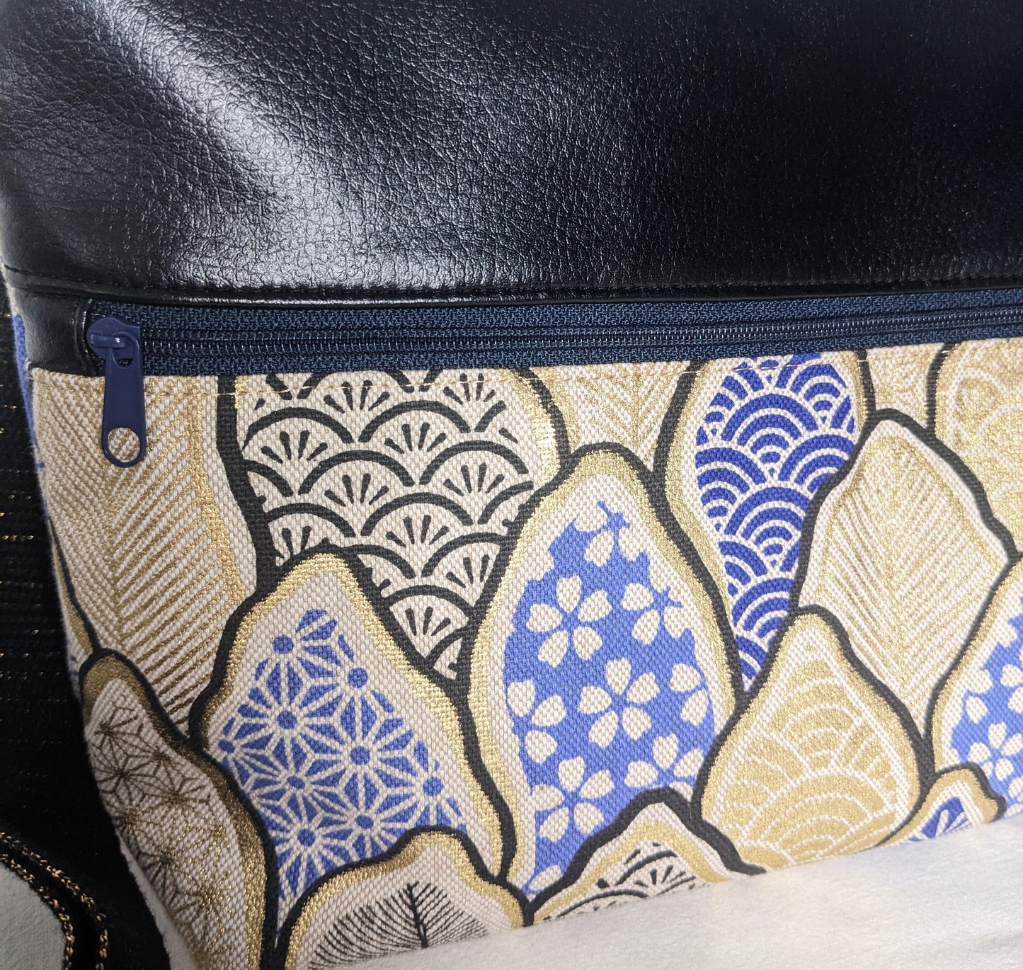SAC ZIP-ZIP format moyen feuilles bleues