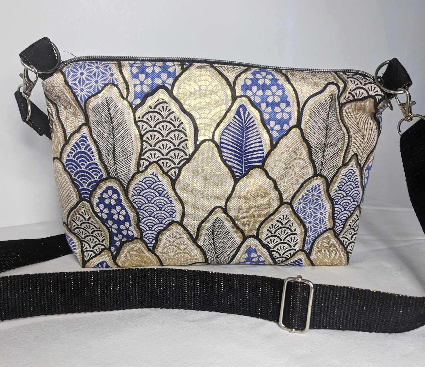 SAC ZIP-ZIP format moyen feuilles bleues