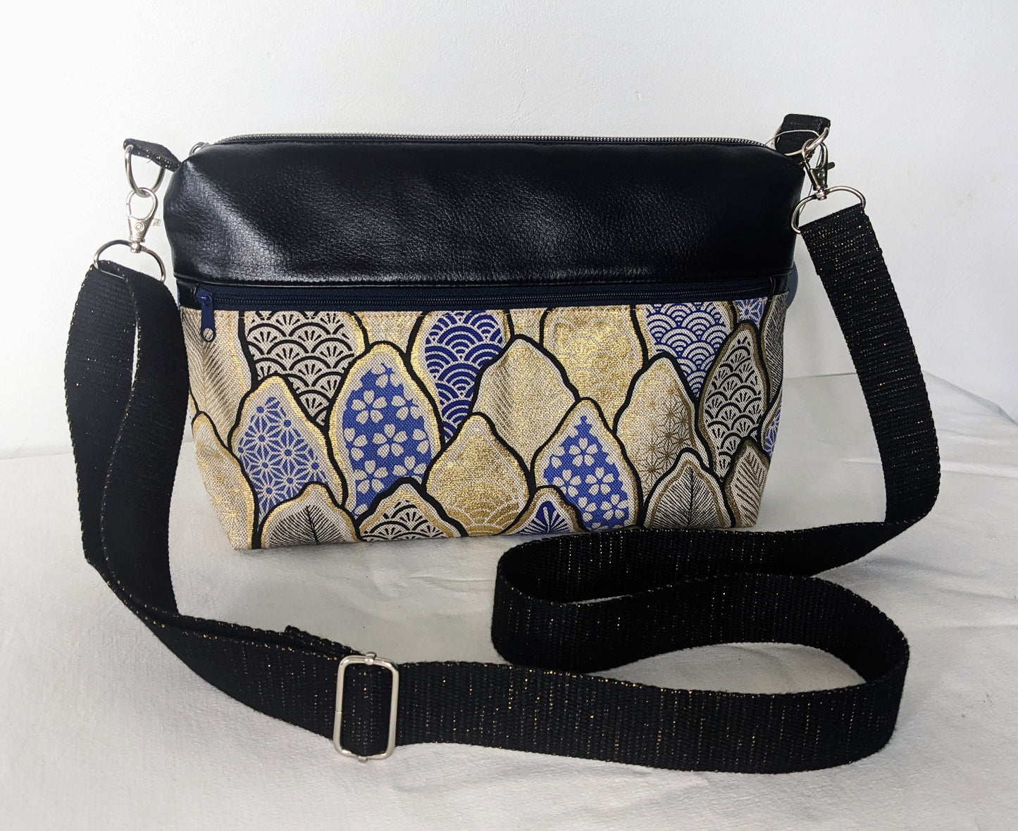 SAC ZIP-ZIP format moyen feuilles bleues