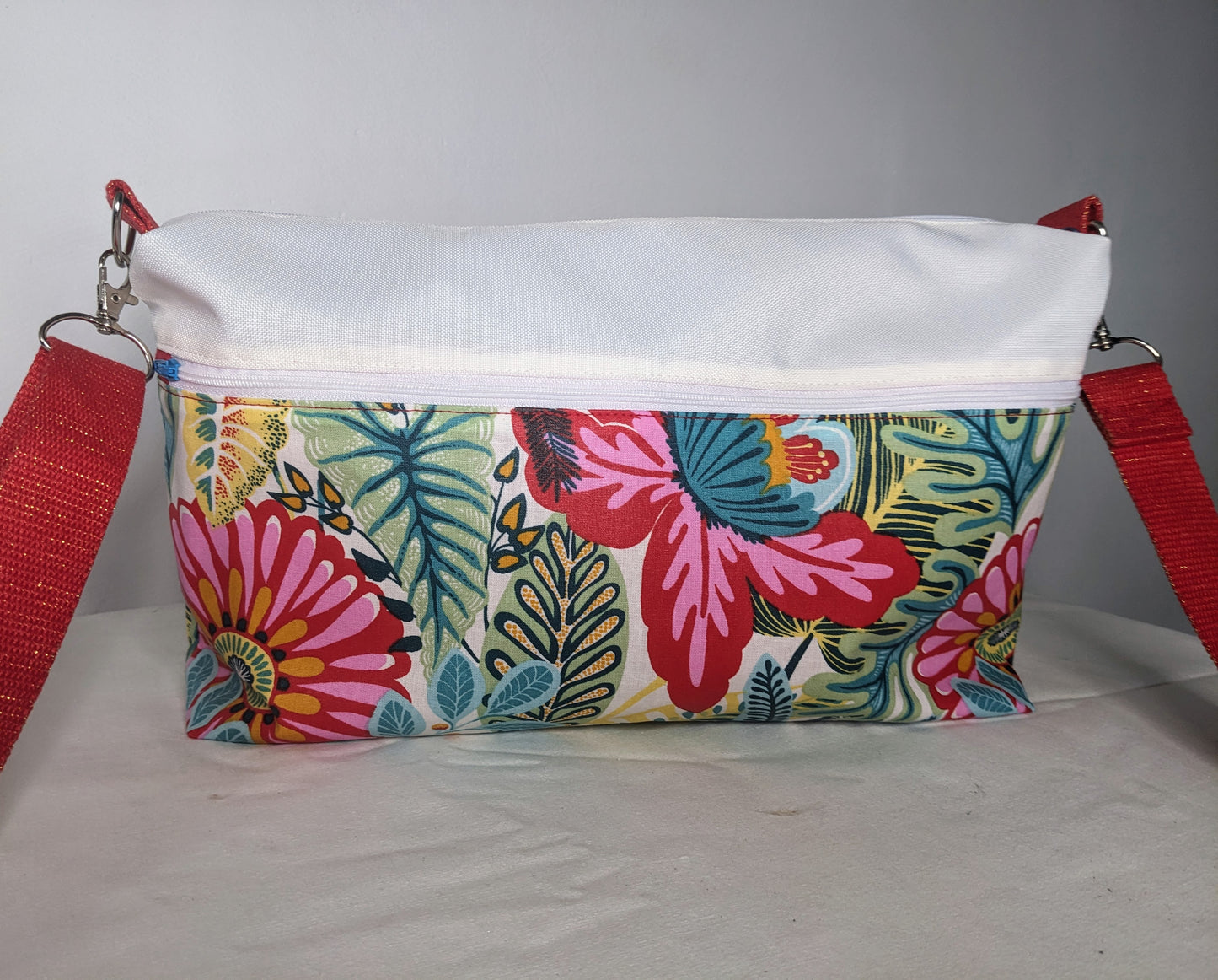 SAC ZIP-ZIP grand format fleurs rouges