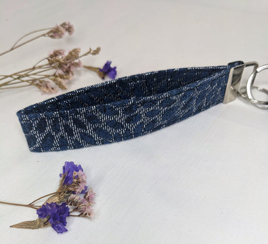 Porte-clés dragonne - Bleu/argent