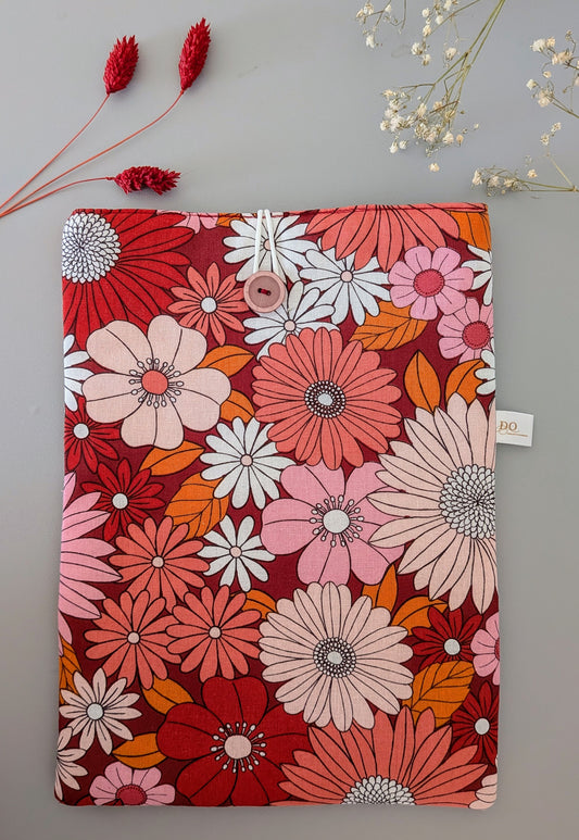 Housse tablette ou protège-livre grand format - modèle fleuri rétro