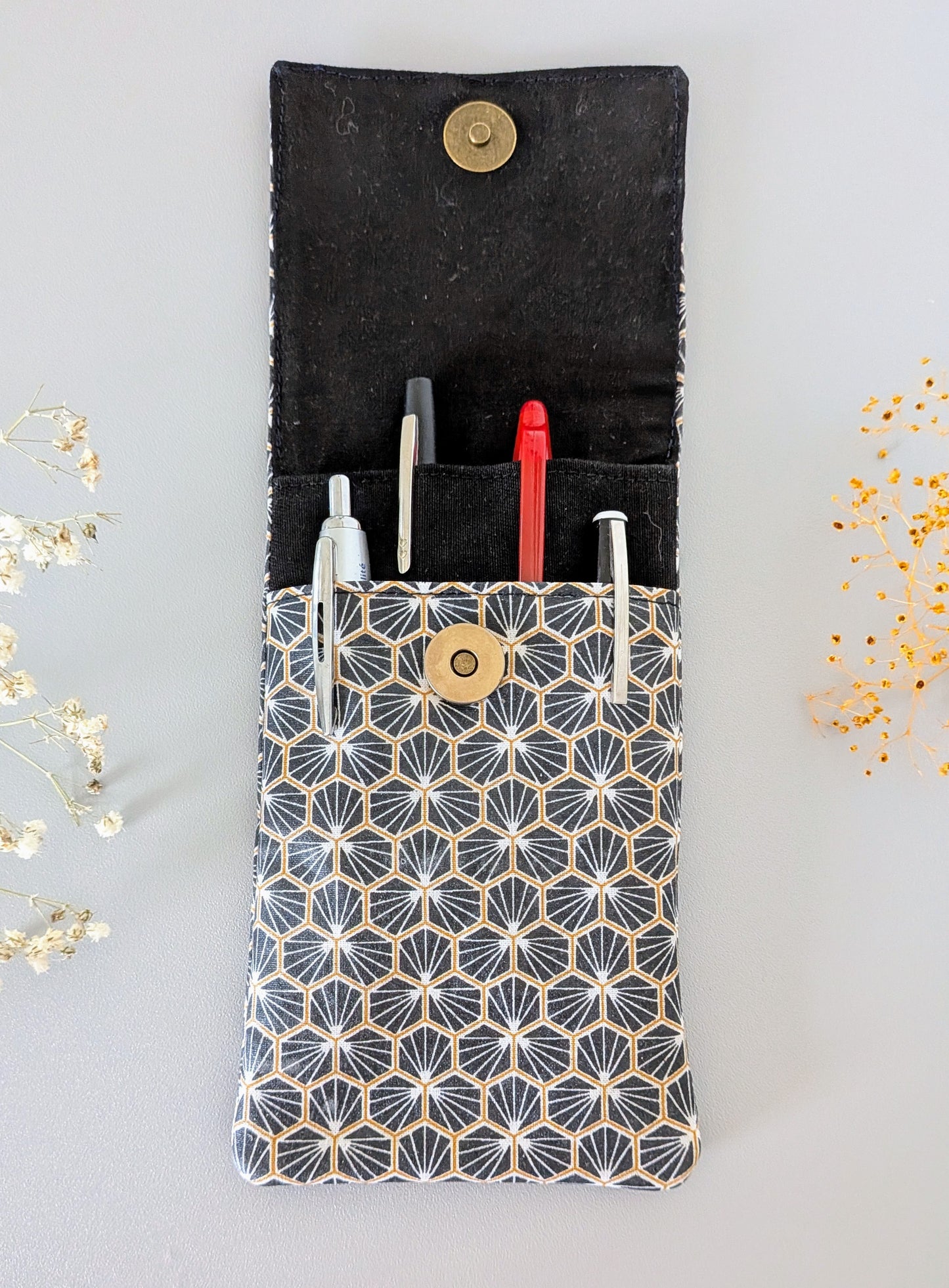 Etui enduit et aimanté pour blouse - Modèle Prisma noir