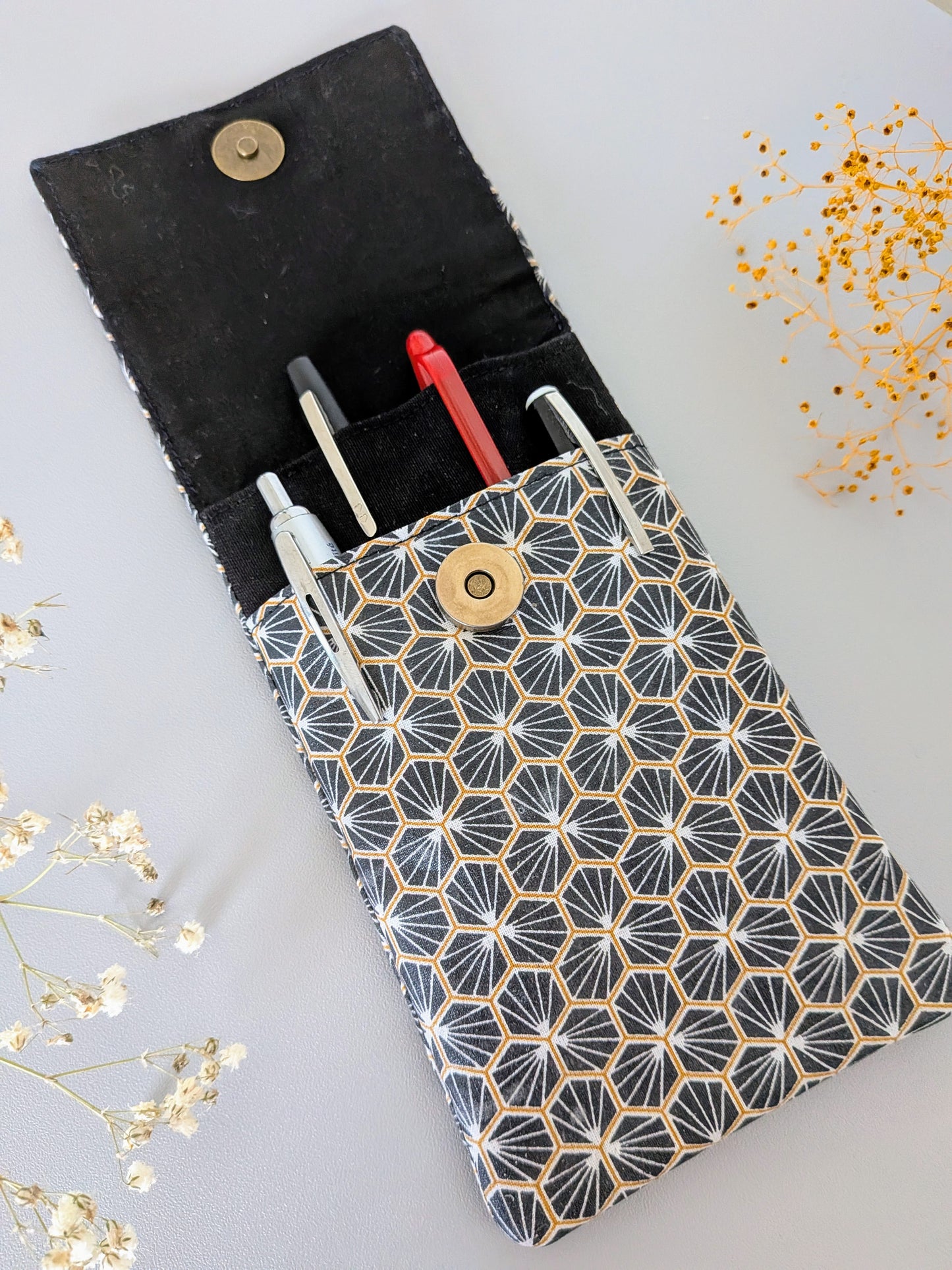 Etui enduit et aimanté pour blouse - Modèle Prisma noir
