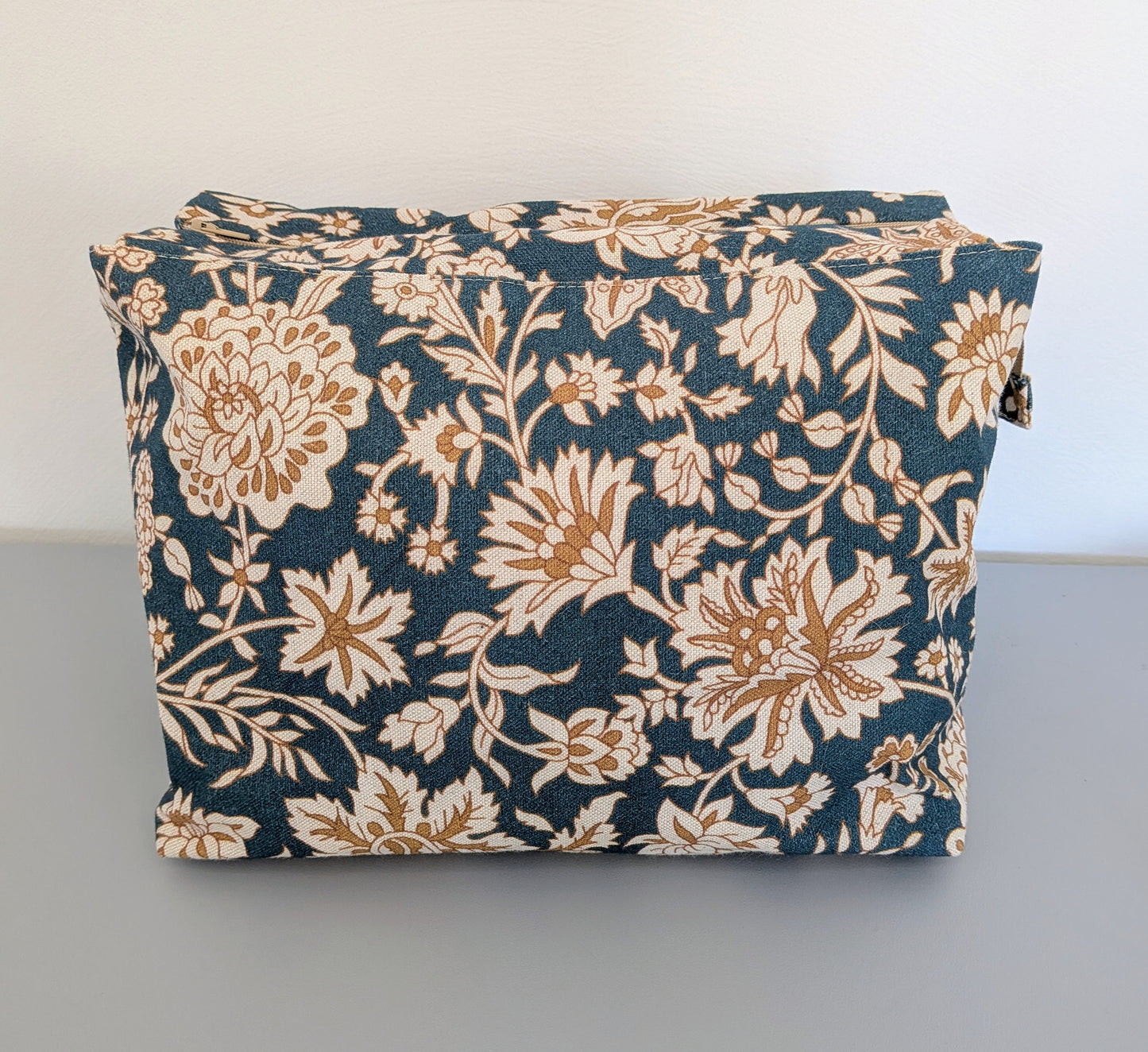 Trousse de toilette grand format – vert floral - pratique, spacieuse et artisanale