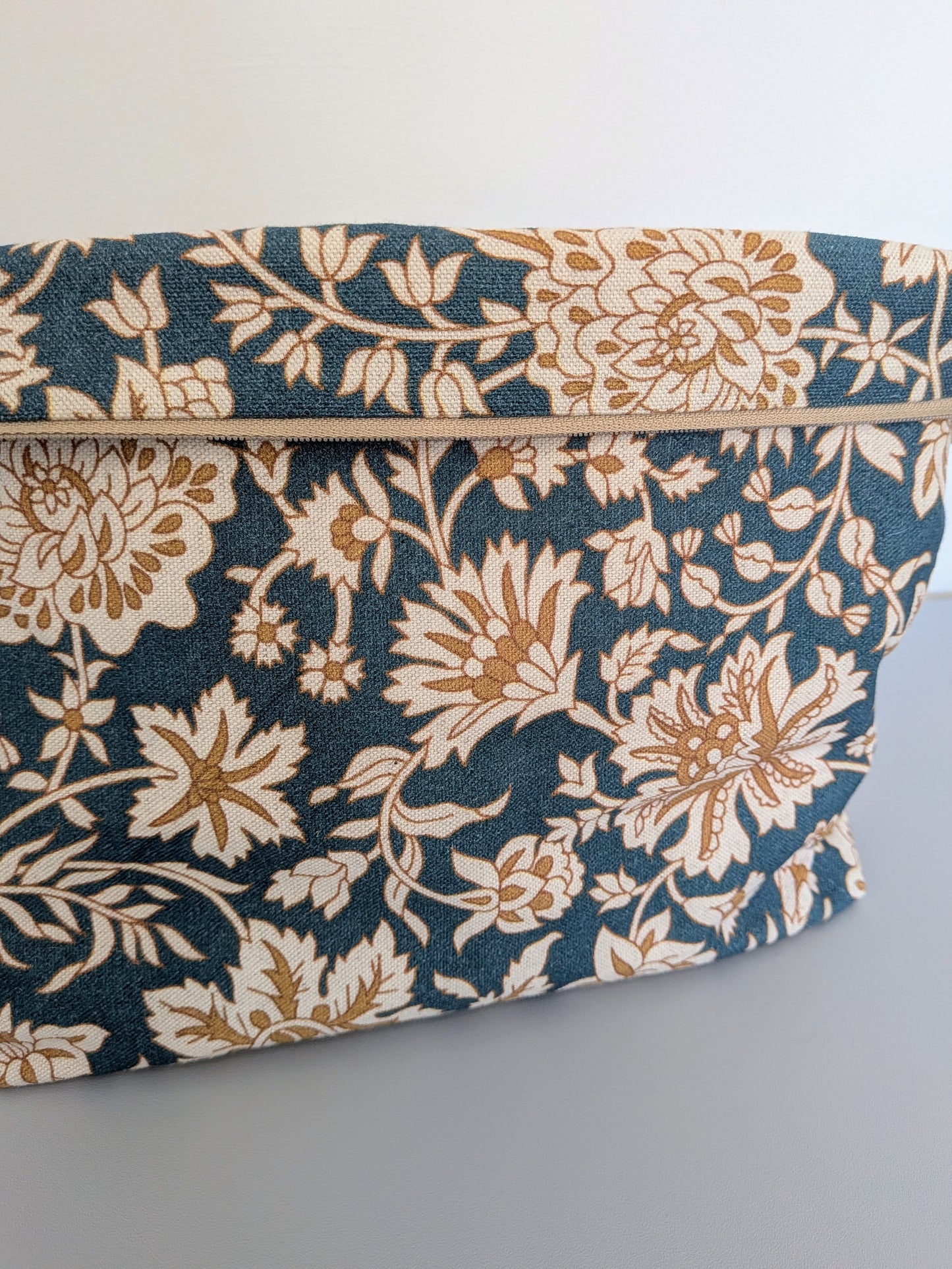 Trousse de toilette grand format – vert floral - pratique, spacieuse et artisanale