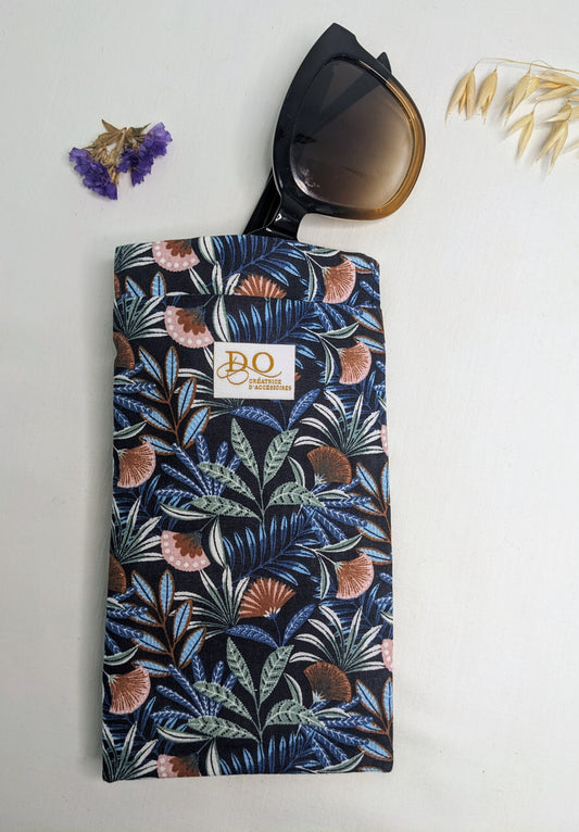 Etui à lunettes Bleu/floral - Protection et élégance