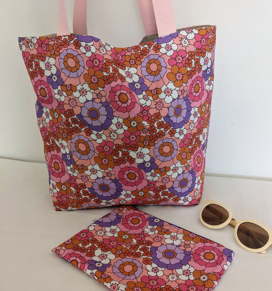 Sac cabas/de plage enduit Retro